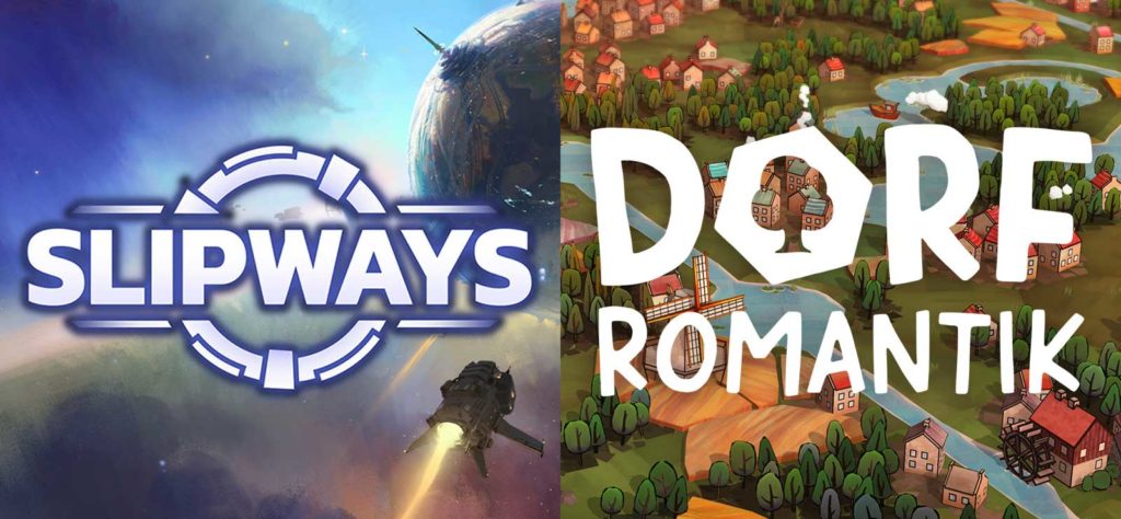Slipways and Dorf Romantik title graphics